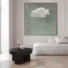 ZHUOYA Dipinto murale quadrato su tela con erba, cielo verde e nuvole, arte astratta, semplice, decorazione per soggiorno (70x70 cm/senza cornice)