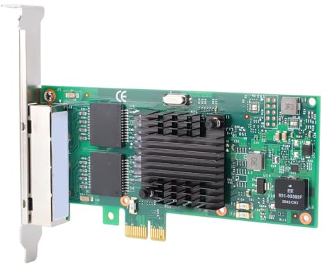 Plyisty Tarjeta de Red PCI Express, 4 Puertos RJ45, Interfaz PCIE 2.1 X1, Compatible con Chip I350, Adaptador de Red PCIE de 1000 Mbps para servidores, PC industriales