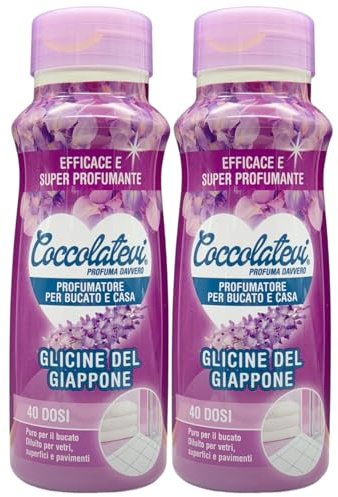 2x Additivo Profumatore Per Bucato e Casa, 40 Dosi, Efficace e Super Profumante. Puro Per Il Bucato, Diluito Per Vetri, Superfici e Pavimenti 250ml (GLICINE DEL GIAPPONE)