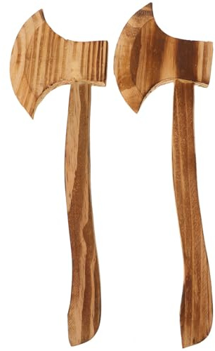 VICASKY Accessoires de Costume Halloween en Bois 2 Pièces Haches en Bois Sûres et Polies pour Garçon et Filles Décorations et Accessoires Cosplay Jeu de Rôle et Déguisement