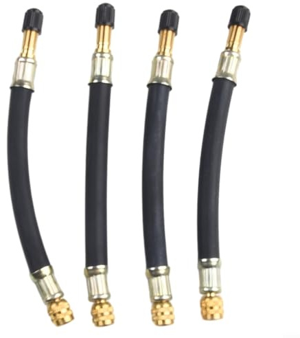 4 adattatori per valvole pneumatici, 150 mm, per ruote di camion, camper, rimorchi, colore nero + oro