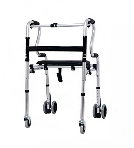 Leichter Premium Walker Rollator Aluminiumlegierung Alter Mann Gehhilfe Wagen Leicht faltbar rutschfeste Sitze Beintraining mit Bremse (Farbe : Leather Section)
