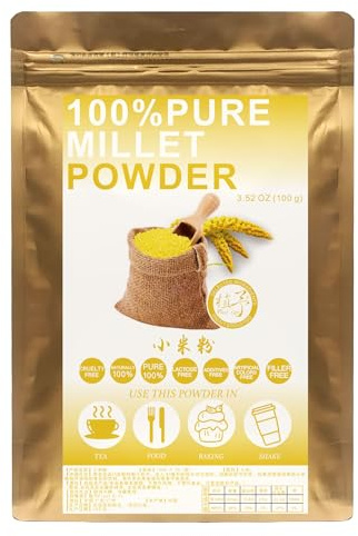 Plant Gift 100% Pure Millet Powder 小米粉 Farina di miglio naturale, ottimo sapore per bevande, aggiunge sapore e sapore spezie sane | Aggiunge sapore e sapore, polvere non OGM, 100G/3.25oz