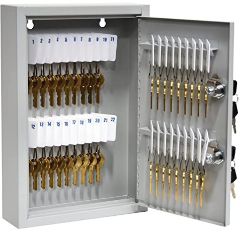 BankSupplies Fort Knox 40 Schlüsselkasten - Dual Lock Control Key Box - Geschweißte 22 Gauge Stahlkonstruktion - Kratzfest - Beschriftbare Schlüsselanhänger zur einfachen Identifizierung