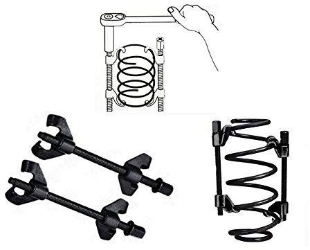 SLS SHOP Kit Coppia COMPRESSORI per Molle SMONTAGGIO AMMORTIZZATORI Auto 38CM 380MM SMONTA COMPRIMI 15 Pollici