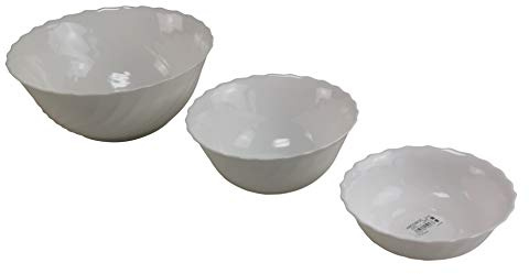 Table Roc Opal-Glas Schüssel-Set 'Trianon' 3-tlg (24/18/16 cm), Mikrowellenfest, Spülmaschinenfest, Langjährige Nachkaufgarantie