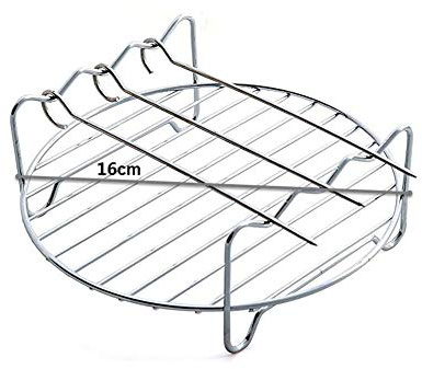 Air Fryer Rack-_HD9904/00 Doppellagiger Regal Spieß RackAir Friteuse Grill mit Spießen Zubehör Mehrzweck-Edelstahl Airfryer Grillrost (16cm)