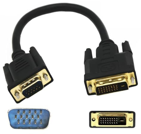 Aukson O33 - Cable DVI a VGA (25 cm, DVI-D 24+1, macho a VGA, compatible con ordenadores, portátiles y monitores antiguos, televisores)
