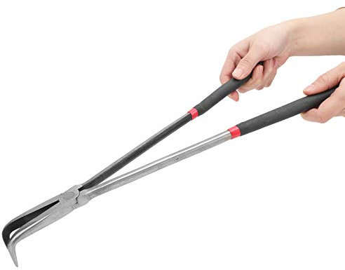 ViaGasaFamido Spitzzange Spitzzange Flachzange Spitzzange Gebogene Spitzzange Spitzzange Langgriffzange 90-Grad-Zange Spitzzange mit Extra Langem Griff 400mm/16in