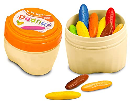 YPLUS Erdnuss Wachsmalstifte für Kleinkinder mit Eimer,24 Farben Malstifte Kinder mit Box, waschbare Buntstifte für Kleinkinder, Malzubehör