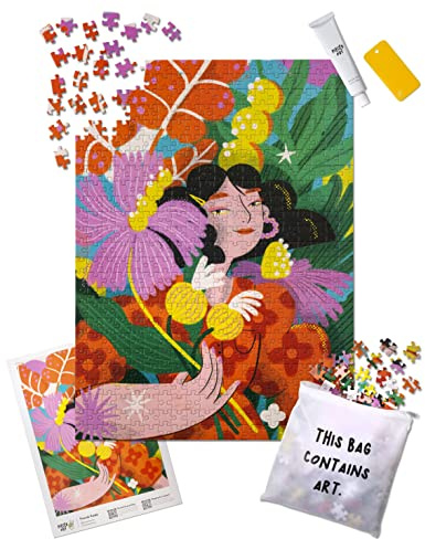 Pieced Out ‘Flower Girl’ 500 piece Frameable Jigsaw Puzzle for Adults, Premium 100% Recycled Card, Including Puzzle Glue, Scraper Tool, High-Res Puzzle Guide and Puzzle Bag
