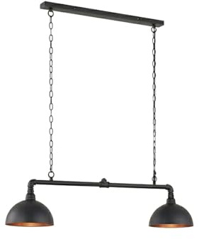 meineWunschleuchte Pendelleuchte Industrial Style 2 flammig mit LED & Lampenschirmen Schwarz Gold