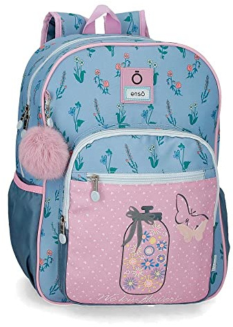 Enso We Love Flowers Zaino per la scuola adattabile a carrello rosa 30 x 38 x 12 cm Poliestere 13,68 L, Rosa, Zaino scolastico adattabile a carrello