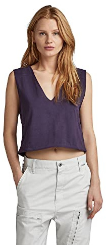 G-STAR RAW Kvinnors boxy Cropped Graphic Vest T-shirt, lila (kollila C336-0013), M, Lila (Carbonne Purple C336-0013), M