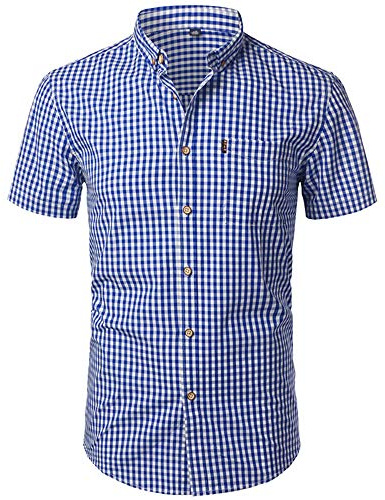 Sinyales Hemd Herren Kurzarm - Hemd Herren Kurzarm - Herren Karo Baumwolle Hemd Casual Slim Fit Herren Hemden Button Up Männer Kleid Hemden Business Männer Weich Bequem Hemd Chemise