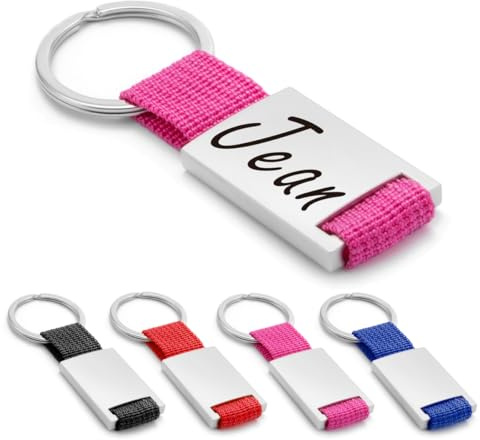 ibera gifts Personalisierter Schlüsselanhänger aus Metal/Polyester - Personalisierte Anhänger Geschenke Mit Gravur für Freund, Freundin, Vatertag, Muttertag, Partner, Mama, Papa
