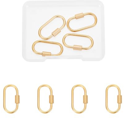UNICRAFTALE 4 Stk 26mm Oval Klein Karabinerhaken Mit Twist Lock Schraubverschluss Edelstahl Schlüsselverschlüsse Golden Metall Schlüsselanhänger Haken Schmuckverschluss Für Schmuckherstellung
