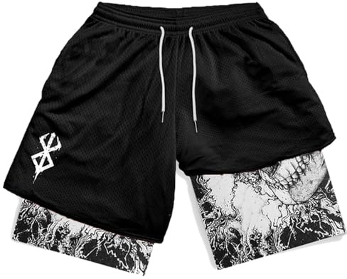 Y2K Sommer Männer Streetwear Anime Hohe Taille Oversize Atmungsaktive Gym Kurze Hosen Training Fitness Workout Track Shorts Kleidung-Schwarz (B)-XXXL