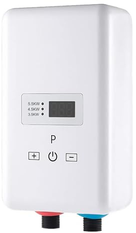 Billg Chauffe Eau Électrique 6500KW Chauffe Eau Instantané Électrique Réglable 25-80°C Chauffe-Eau Instantané IPX4 Étanche Mini Chauffe Eau sous Evier 13 * 7.6 * 24cm