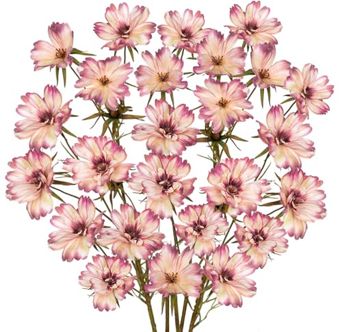 Arborus 5 flores de otoño artificiales de crisantemo de 27.9 pulgadas, flores artificiales de cosmos bipinnatus, flores de tallo largo, flores falsas de color morado claro para decoración de otoño,