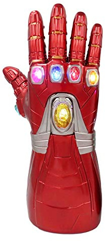 SINSEN Thanos Handschuhe mit LED Leuchten für Kinder Erwachsene Rechte Hand Infinity Steine PVC Handschuh Thanos Handschuhe Halloween Cosplay Kostüm Party Requisiten