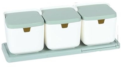 Azucarero Salero Botes Especias Juego De Tarros De Condimentos De Plástico Con Tapa De Cuchara Y Bandeja, Botella De Especias, Recipiente De Azúcar, Azucarero De Cocina, Juego De Sal Frascos Especiari