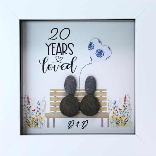 Personalised China Wedding Anniversary Pebble Art Picture - Handmade 20th Wedding Anniversary Gifts For Her - Customised 20 Year Anniversary Gifts for Couple - Anniversary Gifts for Parents