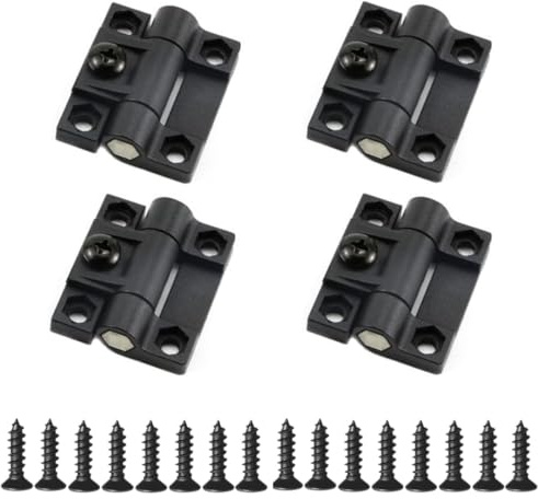QLXHBOT Adjustable Torque Hinge 43mmx36mm Black Plastic 4 Countersunk Holes Adjustable Position Control Hinges Door Hinges 4Pcs,Screws 16Pcs