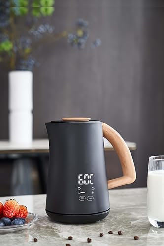 AIMEICHEF Montalatte elettrico con funzione riscaldatore, grande capacità 500 ml, 500 W, montalatte, frullatore matcha, macchina per cioccolata calda, display temperatura integrato
