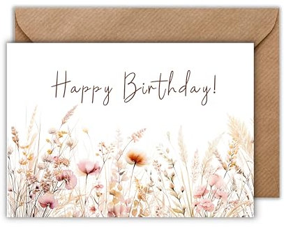 WBdesignz Happy Birthday Karte - Elegante Geburtstagskarte mit Umschlag Schöne Glückwunschkarte Geschenkkarte zum Geburtstag Happy Birthday Karte Feier Party (DIN A6)