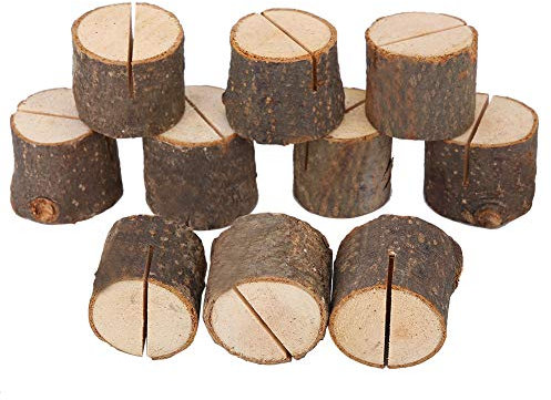 Tixiyu Set mit 10 Hochwertigen Tischkartenhaltern aus Holz, Rustikale Tischnummernhalter, Tischschildhalter, Fotohalter für Visitenkarten, Hochzeit, Party, Geburtstag.