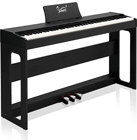 GLARRY Digital Piano 88 Weighted Keys Action Electric Keyboard Piano with 3-Pedal Unit for Beginners，Double Bluetooth, Split/Touch/Transpose Control Functions Black