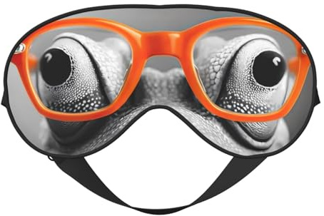 Frosch mit Geeky Brille Schlafmaske, Augenmasken für Schlaf Doppelseitige Schlafmasken für Damen Herren, Verdunkelung Augenabdeckungen zum Schlafen, Reisen