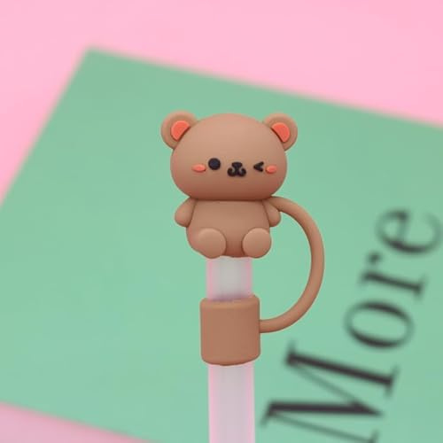 Straw Cover, Animal Cute Silicone Straw Cover Caps for Stanley Cup Straw Topper fit 30&40 Oz Tumbler with Handle 10mm 0.4in Straw Protectors Cup Accessories