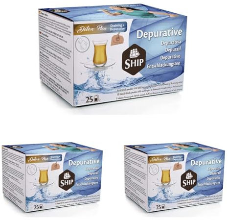 Ship - Infusión Depurativa - Caja de 25 Unidades - Favorece la Digestión, Ayuda en la Pérdida de Peso y Protege el Sistema Digestivo (Paquete de 3)