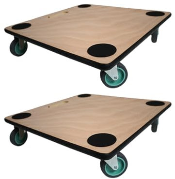 PROREGAL Profi Transportroller mit 4 Rollen | HxBxT 11,5x50x50 cm | Traglast 150kg | Sperrholzplatte | Braun | 2 Stück | Möbelroller Rollbrett Transporthilfe Rollwagen Roller