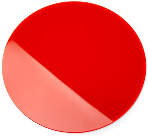 Acrylglas GS Scheibe, 3 mm dick, Ø 150 mm, Rot Transparent | Farbiges gegossenes Acrylglas mit fluoreszierender Wirkung; gut geeignet für Lichtobjekte, Modellbau, Displays und Zuschnitte