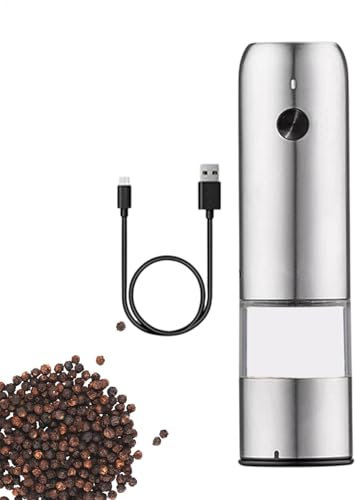 Juego de molinillo eléctrico de sal y pimienta – Molinillo automático de sal y pimienta, coctelera eléctrica | Núcleo de molienda de cerámica con grosor ajustable, máquina de molienda de pimienta para