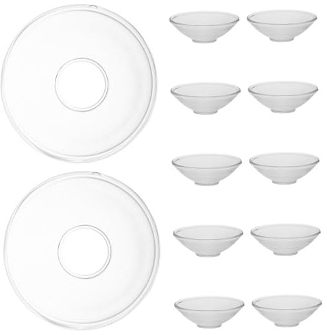 HOODANCOS 12pcs Glass Candle Drip Catcher Plate Decorative Wax Holder for Candles Home Restaurant Hotel