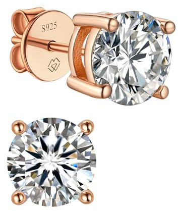 MomentWish Moissanite Ohrringe Gold 585 Ohrstecker Rosegold mit Stein | 0,6/1/2/3 Karat Ohrstecker Gold Diamant Echtes Silber Hypoallergen Schmuck Damen Geschenk für Frauen Freundin 4-7,5 mm