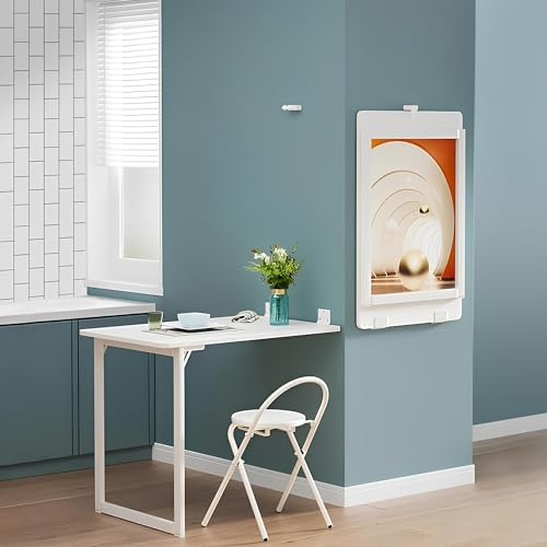 HRXQ Tavolo da parete pieghevole da 90 x 60 cm, tavolo pieghevole da parete da cucina, salvaspazio, retro della scrivania può essere decorato con motivi decorativi