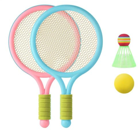 Barn tennisracket set plast småbarn badmintonracket med badmintonboll tennisboll barnset och racket barn, barnracket