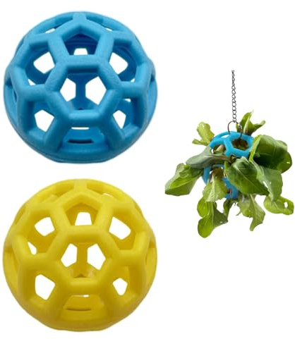 Fertrey 2 Pcs Tortoise Treat Ball, Hanging Hay Feeder for Small Animals, Turtle Foraging Toy with Fruit with Chain, Enrichment Feeding Ball for Pet Tortoise