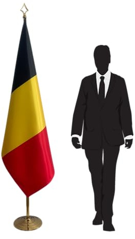 Drapeau Belgique avec pied et mât – Affichage Officiel pour Bureaux, Ambassades et Réunions. Code CN6-BE-L