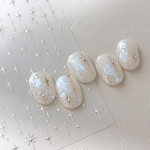 Nymora Nagelsticker Nail Art Sticker Selbstklebend Nagelaufkleber Silber Dekoration Nageldesign Zubehör Nagelsticker Selbstklebend Nagelkunst für Frauen Mädchen