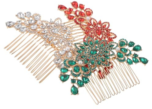 VALICLUD 3pcs Wedding Hair Comb Rhinestone Flower Design Elegant Women Hair Accessories for Bridal Updo Comb Metal Tip