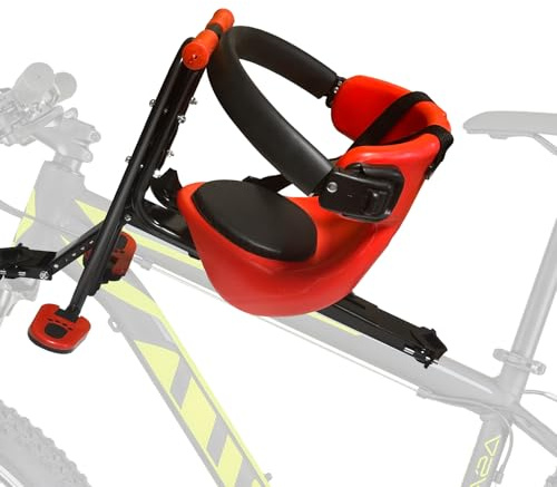 Yinnhom Seggiolino anteriore per bicicletta,seggiolino per bicicletta rimovibile con cintura di sicurezza e ringhiera,braccioli di sicurezza e pedali regolabili per mountain bike,biciclette pieghevoli