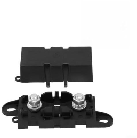 Qualoramall Porte-fusible robuste 12/24 V 60 A à 500 A avec double goujon M8 pour systèmes électriques automobiles, bateaux et marins, design compact plat avec couvercle de protection