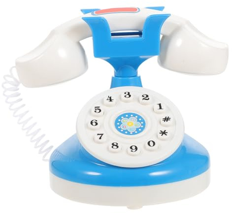 Gogogmee Petit Téléphone Garçon et Filles en Plastique Bleu et Blanc Électroménager Éducatif sans Piles Téléphone Fixe Factice pour Jeu de Rôle et Apprentissage pour Garçon et Filles