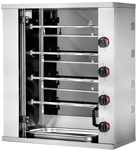 MBH - Asador de Pollos Industrial Eléctrico Mini de 2,3,4 Espadas para Hostelería. Horno Asador Profesional de Tamaño Pequeño para 6, 9,12 Pollos - Made IN Spain (4 Espadas)